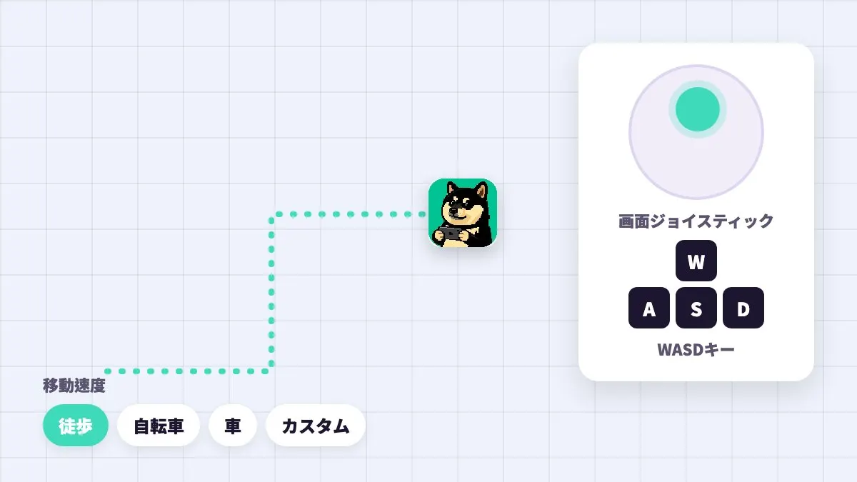 ジョイスティックとWASD：寝転んだままでも歩ける